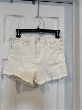 Kendall & Kylie White Frayed-Hem Denim Shorts